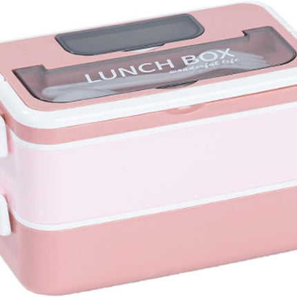 Lunch boxes - lunch box for adults - lunch box for children - lunch box with compartments - stackable lunch box - leakproof lunch container - 1600ML - with 2 layers - for children, adults, students (pink).