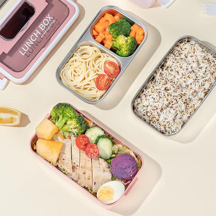 Lunch boxes - lunch box for adults - lunch box for children - lunch box with compartments - stackable lunch box - leakproof lunch container - 1600ML - with 2 layers - for children, adults, students (pink).