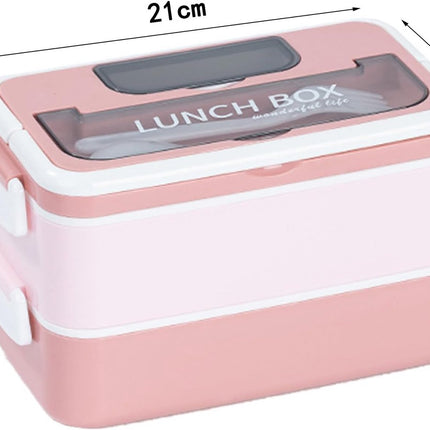 Lunch boxes - lunch box for adults - lunch box for children - lunch box with compartments - stackable lunch box - leakproof lunch container - 1600ML - with 2 layers - for children, adults, students (pink).