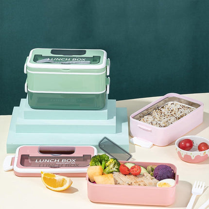 Lunch boxes - lunch box for adults - lunch box for children - lunch box with compartments - stackable lunch box - leakproof lunch container - 1600ML - with 2 layers - for children, adults, students (vegetables).