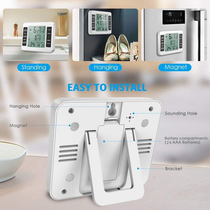 Thermometer - thermometers - indoor thermometer - freezer thermometer - freezer thermometer - digital hygrometer - with 2 sensors - for freezer with temperature alarm, MIN/MAX, temperature trend arrow display.