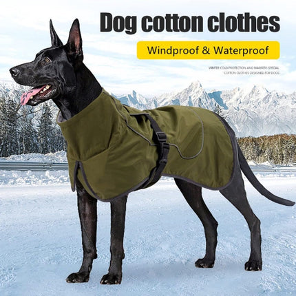 Dog Raincoat - Dog Jacket - Waterproof Winter Dog Coat - Windproof Dog Coat - Winter Dog Coat - Reflective Strip - Green - Size M - Perfect for Small and Medium Dogs.