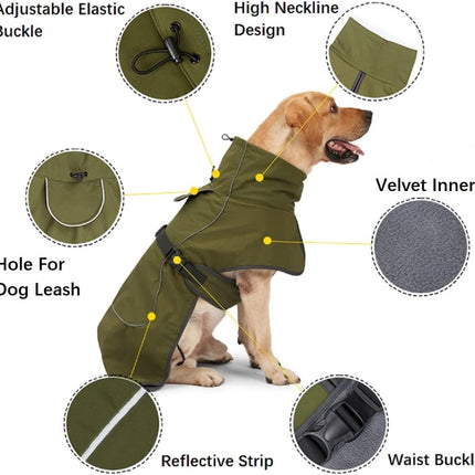 Dog Raincoat - Dog Jacket - Waterproof Winter Dog Coat - Windproof Dog Coat - Winter Dog Coat - Reflective Strip - Black - Size M - Perfect for Small and Medium Dogs.