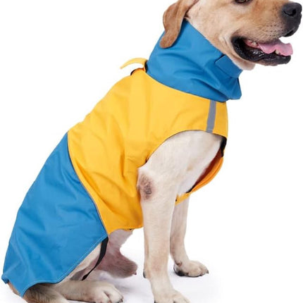 Dog Raincoat - Dog Jacket - Waterproof Winter Dog Jackets - Windproof Dog Jacket - Winter Dog Jacket - Reflective Strip - Perfect for Small and Medium Dogs - Blue and Yellow - Size M.