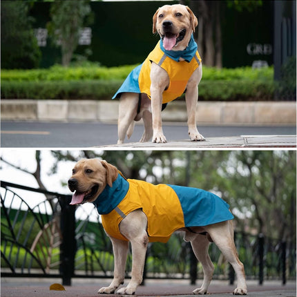 Dog Raincoat - Dog Jacket - Waterproof Winter Dog Jackets - Windproof Dog Jacket - Winter Dog Jacket - Reflective Strip - Perfect for Small and Medium Dogs - Blue and Yellow - Size M.