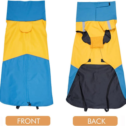 Dog Raincoat - Dog Jacket - Waterproof Winter Dog Jackets - Windproof Dog Jacket - Winter Dog Jacket - Reflective Strip - Perfect for Small and Medium Dogs - Blue and Yellow - Size M.