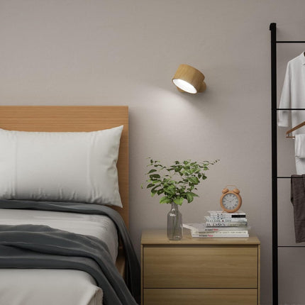 Night light - Indoor wall light - Rechargeable wall light - Children's night light - Wall light with 1 battery - Touch control with 3 brightness levels - 360° rotation - For living room, bedroom, staircase - Wood grain.