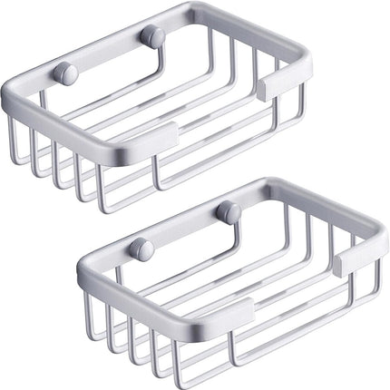 Wall-mounted aluminum soap dish for bathroom and kitchen - Silver, 2 pieces.