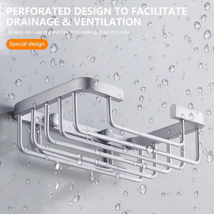 Wall-mounted aluminum soap dish for bathroom and kitchen - Silver, 2 pieces.
