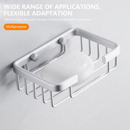 Wall-mounted aluminum soap dish for bathroom and kitchen - Silver, 2 pieces.