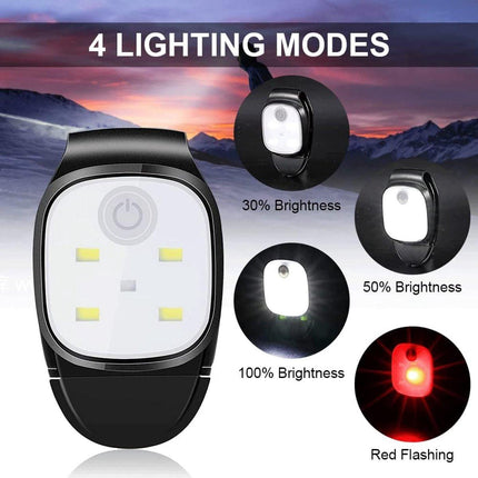 LED clip-on lights, set of 2, rechargeable, waterproof, safety lighting, running accessory, suitable for jogging, walking, running, fishing, camping and hiking..
