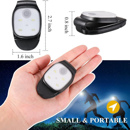 Clip-on outdoor running light, LED flashlight, USB rechargeable, reflective plastic safety light, accessory for running/training/racing..