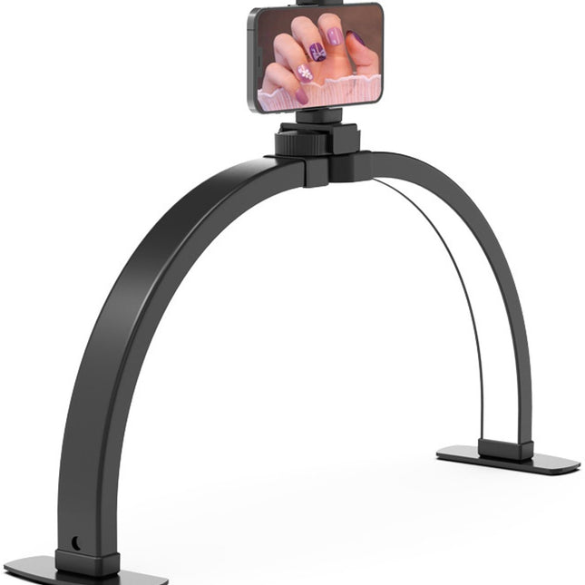 Desk Lamp - Manicure Lamp - Nail Technician Desk Lamp - Half-Moon Lamp - Large LED Tech Table Lamp with Phone Holder - 3 Enlightenment Style Modes - Black.