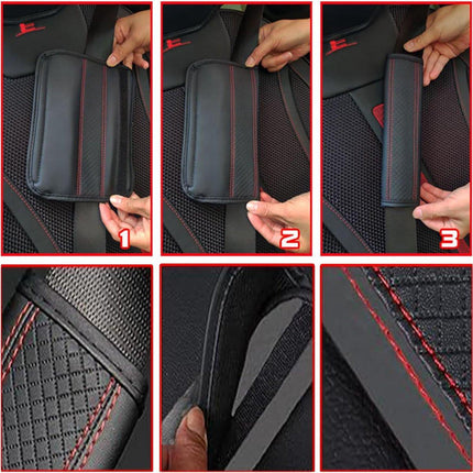 Seat belt protectors - Pack of 2 - Seat belt protectors - Seat belt protectors - Seat belt protectors for adults - Suitable for children's and adult seat belts (black and red).