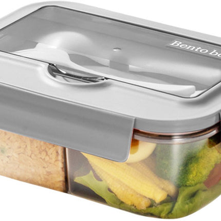 Lunch box - Lunch box for adults - Lunch boxes for children - Compartment lunch box - Reusable lunch box - 2-compartment container - Insulated - Sealable - Portable - Microwaveable (grey).