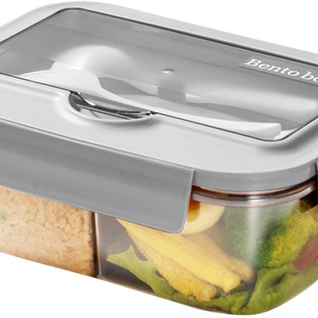 Lunch box - Lunch box for adults - Lunch boxes for children - Compartment lunch box - Reusable lunch box - 2-compartment container - Insulated - Sealable - Portable - Microwaveable (grey).