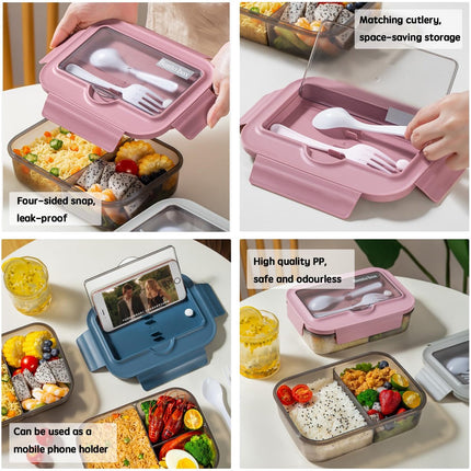 Lunch box - Lunch box for adults - Lunch boxes for children - Compartment lunch box - Reusable lunch box - 2-compartment container - Insulated - Sealable - Portable - Microwaveable (grey).