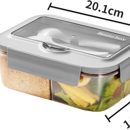 Lunch box - Lunch box for adults - Lunch boxes for children - Compartment lunch box - Reusable lunch box - 2-compartment container - Insulated - Sealable - Portable - Microwaveable (grey).