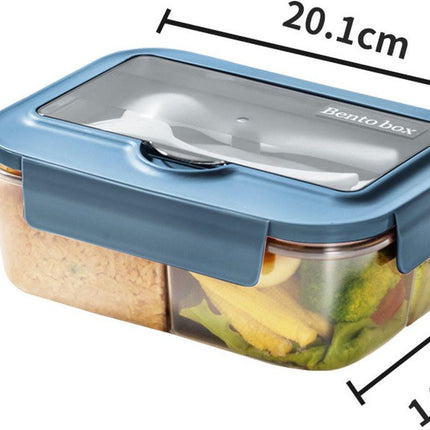 Lunch Box - Children's Lunch Box - Compartmentalized Lunch Box - Reusable Lunch Box - 2-Compartment Lunch Box - Insulated - Sealable - Portable - Microwaveable (Blue).