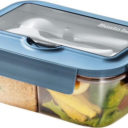 Lunch Box - Children's Lunch Box - Compartmentalized Lunch Box - Reusable Lunch Box - 2-Compartment Lunch Box - Insulated - Sealable - Portable - Microwaveable (Blue).