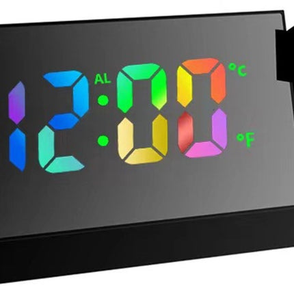 Wekker projection alarm clock, LED mirror alarm clock, alarm clock with projection function, projection clock with temperature, snooze, night mode, adjustable brightness, digital alarm clock for bedroom..