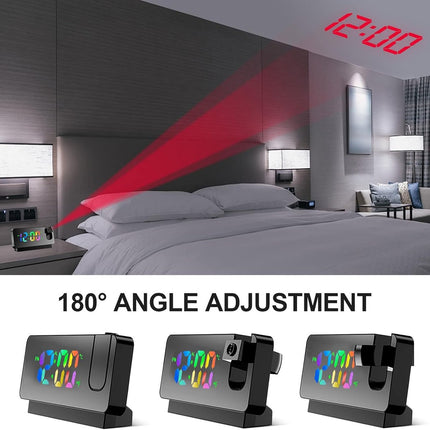 Wekker projection alarm clock, LED mirror alarm clock, alarm clock with projection function, projection clock with temperature, snooze, night mode, adjustable brightness, digital alarm clock for bedroom..