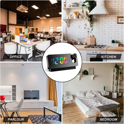 Wekker - Projection Alarm Clock - Digital Alarm Clock - Wekker Children's Alarm Clock - LED Mirror Alarm Clock - Wekker with Projection - Projection Alarm Clock with Temperature Display - Snooze - Night Mode - Adjustable Brightness - For Bedroom - Living.