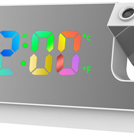 Wekker - Projection Alarm Clock - Digital Alarm Clock - Wekker Children's Alarm Clock - LED Mirror Alarm Clock - Wekker with Projection - Projection Alarm Clock with Temperature Display - Snooze - Night Mode - Adjustable Brightness - For Bedroom - Living.