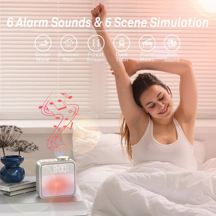 Wekker - Digital Alarm Clock - Alarm Clocks - Night Light - Wekker bedroom alarm clock with built-in battery - 6 scenes and noise synchronization - Dual alarm and snooze function - Perfect for deep sleepers - Gift for children and teenagers.