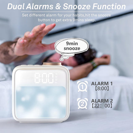 Wekker - Digital Alarm Clock - Alarm Clocks - Night Light - Wekker bedroom alarm clock with built-in battery - 6 scenes and noise synchronization - Dual alarm and snooze function - Perfect for deep sleepers - Gift for children and teenagers.