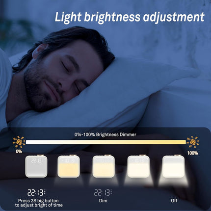 Wekker - Digital Alarm Clock - Alarm Clocks - Night Light - Wekker bedroom alarm clock with built-in battery - 6 scenes and noise synchronization - Dual alarm and snooze function - Perfect for deep sleepers - Gift for children and teenagers.