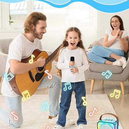 Children's karaoke machine with 2 microphones, portable karaoke machine with LED lights and voice changing effects, ideal gift for children (boys and girls) aged 5 to 12..