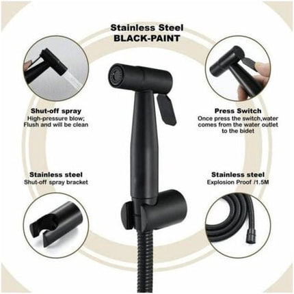 Shower head - Bidet Black, hand shower in the bathroom, toilet sprayer, stainless steel, toilet faucet.