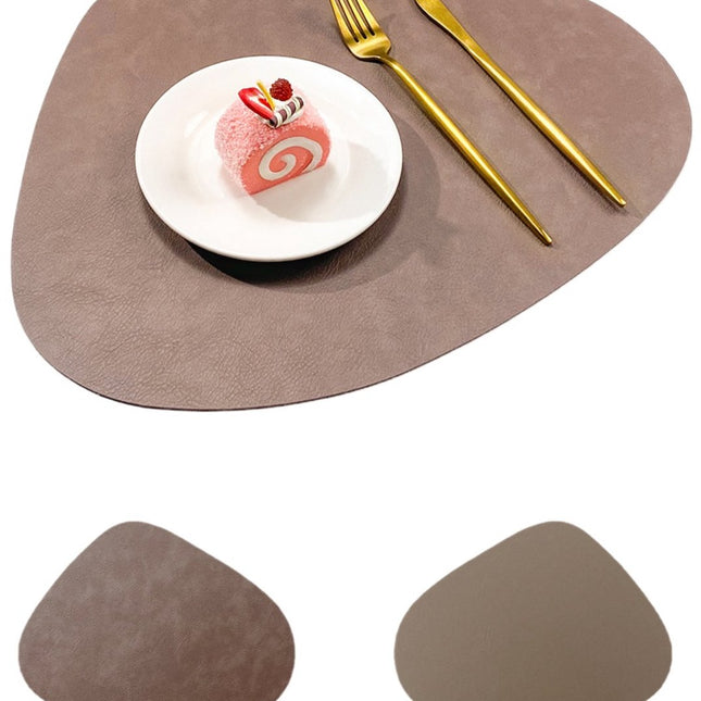 Round, washable, reversible, non-slip, heat-resistant placemats for indoor and outdoor use (set of 4, dark brown).