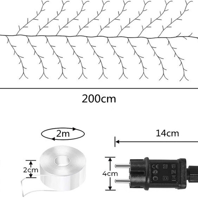 Beautiful LED Vine Branch Wall Light - 2 meters Long, 144 LED Lights - Suitable for Indoor and Outdoor Use - 8 Lighting Modes - Flexible and Decorative - Brown.