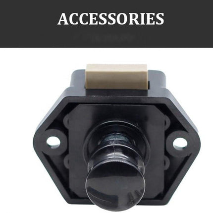 5-Piece Push Button Lock - Push Button for Motorhome - Door Lock - Locking Button for Shutter Door - For Camping, RV, Motorcycle, Caravan - Black.