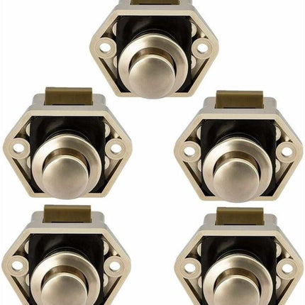 Push button for camper van - Locking button for shutter door - for camping RV, motorcycle, caravan, 5 pieces (nickel).