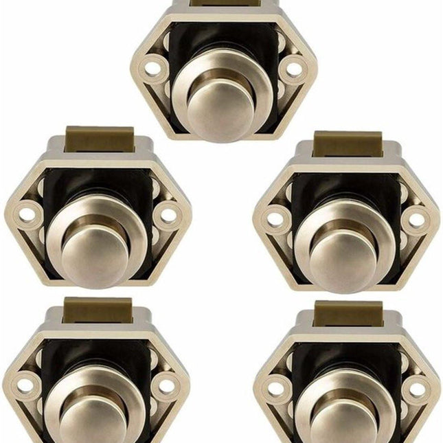 Push button for camper van - Locking button for shutter door - for camping RV, motorcycle, caravan, 5 pieces (nickel).