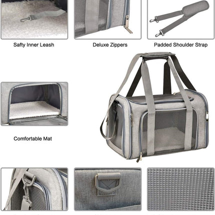 Bicycle panniers - Dog carrier bag for airplanes - Carrier bag for small dogs - Size L - Cat basket, dog basket, portable pet basket with soft sides - Foldable for puppy/rabbit travel.