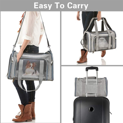 Bicycle panniers - Dog carrier bag for airplanes - Carrier bag for small dogs - Size L - Cat basket, dog basket, portable pet basket with soft sides - Foldable for puppy/rabbit travel.
