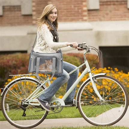 Bicycle panniers - Dog carrier bag for airplanes - Carrier bag for small dogs - Size L - Cat basket, dog basket, portable pet basket with soft sides - Foldable for puppy/rabbit travel.