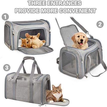 Bicycle panniers - Dog carrier bag for airplanes - Carrier bag for small dogs - Size L - Cat basket, dog basket, portable pet basket with soft sides - Foldable for puppy/rabbit travel.