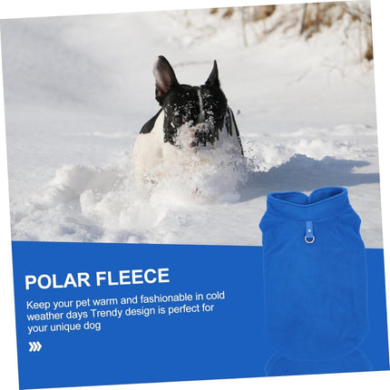 Dog Coat - Fleece Vest - Dog Sweater - Warm Winter Coat - Pull-On Fleece Coat - Leash with Ring - Perfect for Small and Medium Dogs - Blue - Size L.