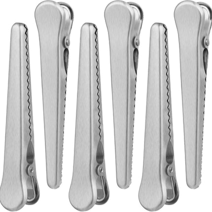 Set of 12 stainless steel bag closure clips - Reusable closure clips for bags, food, coffee, bread - Freshness clip for packaging - Bag closure - Closure clip - Food bag - Airtight closure clip.