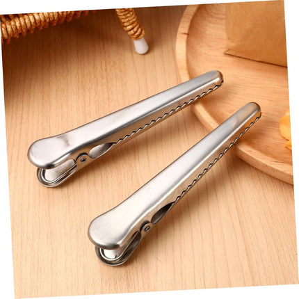 Set of 12 stainless steel bag closure clips - Reusable closure clips for bags, food, coffee, bread - Freshness clip for packaging - Bag closure - Closure clip - Food bag - Airtight closure clip.