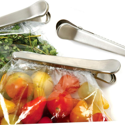 Set of 12 stainless steel bag closure clips - Reusable closure clips for bags, food, coffee, bread - Freshness clip for packaging - Bag closure - Closure clip - Food bag - Airtight closure clip.