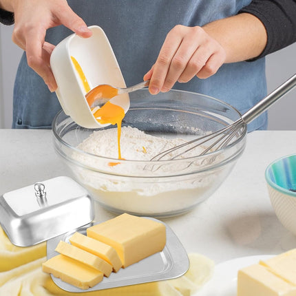 Stainless steel butter dish with lid for 250g of butter – Dessert bowl and cheese bread box for restaurant and home use – 186 x 12 x 65 cm.