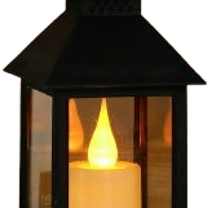 Decorative black lanterns for outdoor tables - Set of 2 mini LED metal lanterns for Halloween, weddings, Ramadan, gardens, Christmas, balconies, indoor and outdoor parties.