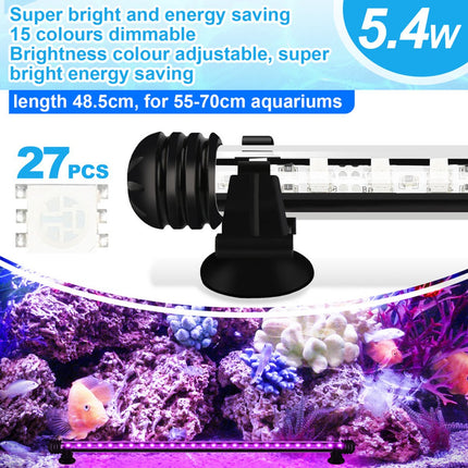 RGB Aquarium Light with Controller - Length 48.5 cm - 5.4 Watt - Aquarium Lamp - Aquarium Lamp - Aquarium Lamp - Dimmable.
