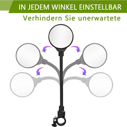 2-Piece Convex Bicycle Mirrors - Universal HD Handlebar Mirrors with 360-Degree Rotation and Wider Field of View for Bicycles and Electric Bikes.